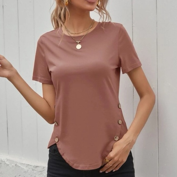 New DUSTY PINK ROUND NECK TOP - Picture 3 of 6